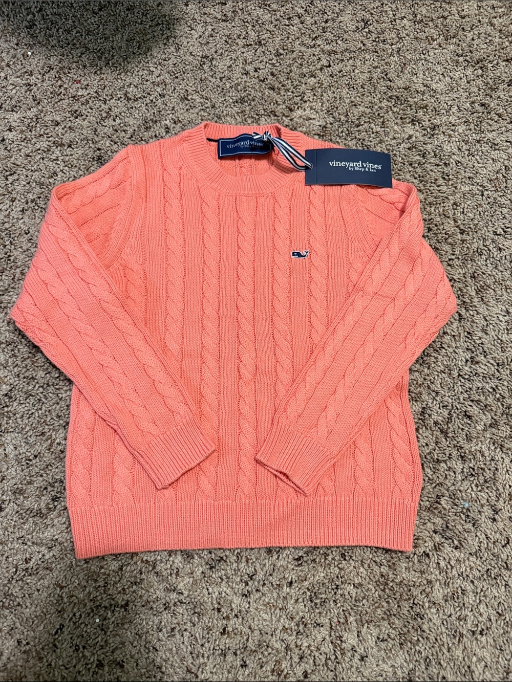 Vineyard Vines Boys Coral Cable Crewneck Sweater, size 6